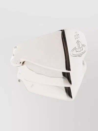 Vivienne Westwood Engraved Geometric Rings Set Stackable In White