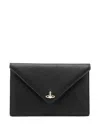 Vivienne Westwood Womens Black 3d Orb Logo-plaque Faux-leather Envelope Clutch Bag In Black