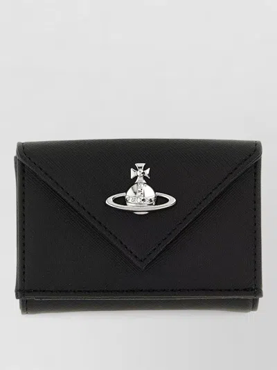 Vivienne Westwood Envelope Clutch Wallet Saffiano Effect Trifold In Black