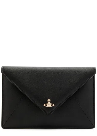 Vivienne Westwood Envelope Orb Leather Pouch In Black