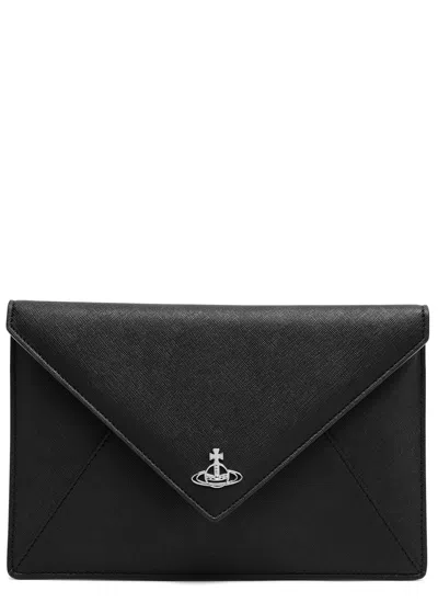 Vivienne Westwood Envelope Vegan Leather Clutch In Black