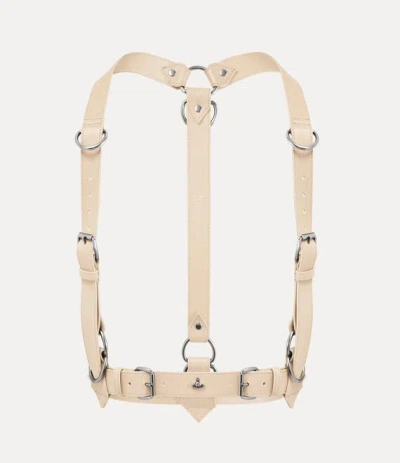 Vivienne Westwood Equestrian Harness Supple Leather Cream-dark-silver S Unisex In Neutral