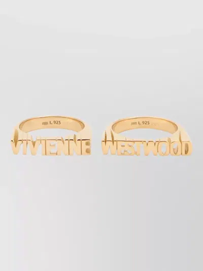 Vivienne Westwood Essex Duo Rings Polished Engraved Design In Gold