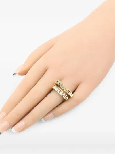 Pre-owned Vivienne Westwood Essex Logo-lettering Rings In Gold