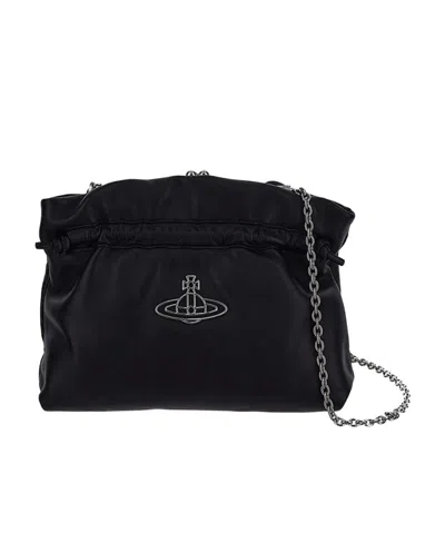 Vivienne Westwood Eva Nappa Leather Shoulder Bag In Black