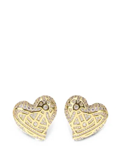 Vivienne Westwood Evangeline Crystal-embellished Heart Earrings In Gold