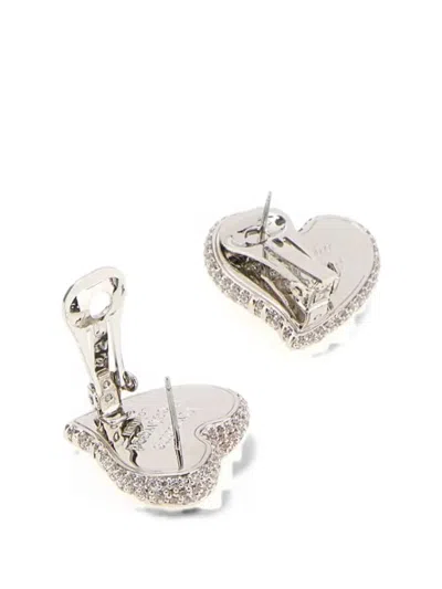 Vivienne Westwood Evangeline Orb Heart Earrings In Silver