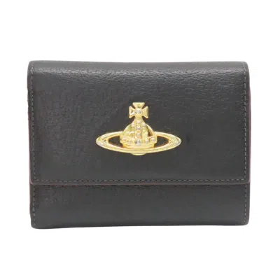 Vivienne Westwood Executive Leather Trifold Wallet In Black