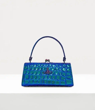 Vivienne Westwood Extra Large Doll Frame Purse Iridescent Croc Peacock One Size Women