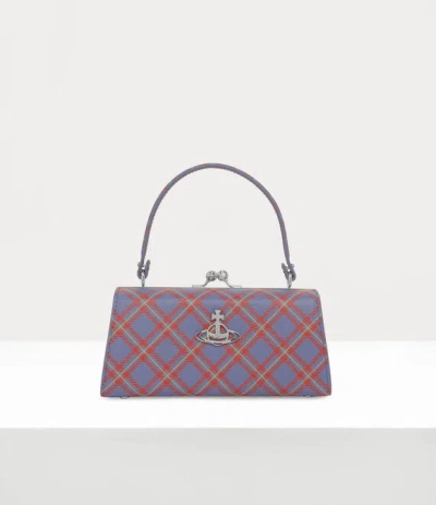 Vivienne Westwood Extra Large Doll Frame Purse Saffiano Printed Blue-orange-tartan One Size Women