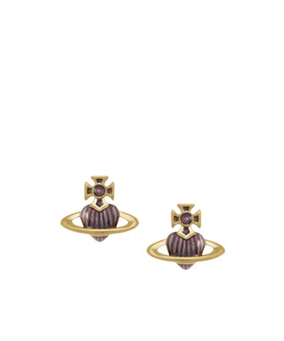 Vivienne Westwood Fabianna Bas Relief Earrings In Gold-transparent-violet-enamel