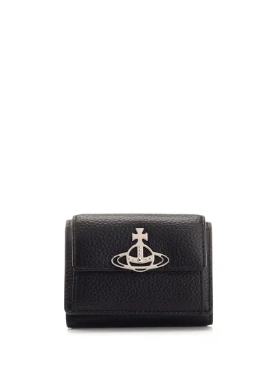 Vivienne Westwood Faux Leather French Wallet In Black