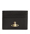 Vivienne Westwood Faux Leather Orb Card Holder In Black