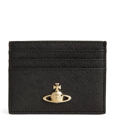 Vivienne Westwood Faux Leather Orb Card Holder In Black