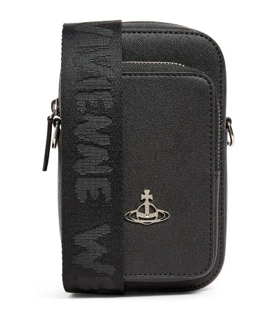 Vivienne Westwood Faux Leather Phone Cross-body Bag In Black