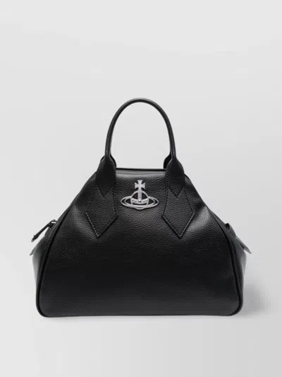 Vivienne Westwood Faux Leather Shoulder Bag With Pebbled Texture In Black