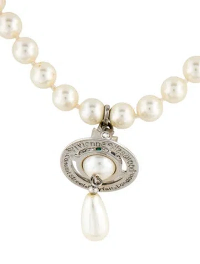 Pre-owned Vivienne Westwood Faux Pearl One Row Drop Choker, 15.5" In Multi