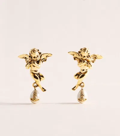 Vivienne Westwood Faux Pearl Putti Drop Earrings In Gold