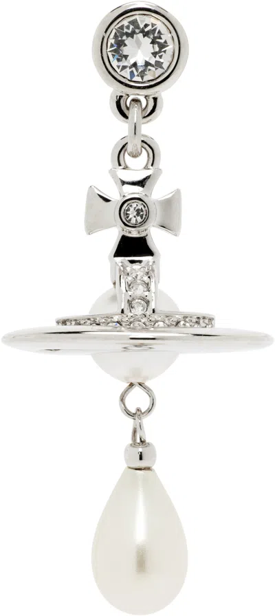 Vivienne Westwood Faux-pearl Drop Single Earring In Silver