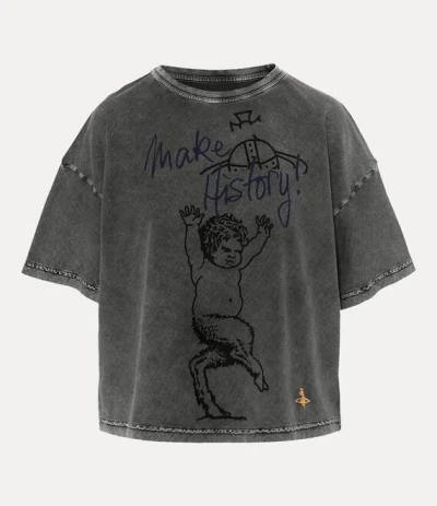 Vivienne Westwood Fawn Box T-shirt Cracked Fluo Jersey Ghost Xl Unisex In Gray