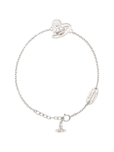 Vivienne Westwood Faye Logo-charm Bracelet In Metallic