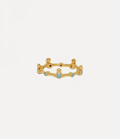 Vivienne Westwood Felicia Ring In Gold-turquoise-cz