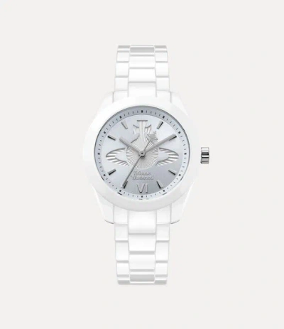 Vivienne Westwood Fenchurch Ceramica Watch Blue-white Blue-white Women In Silver