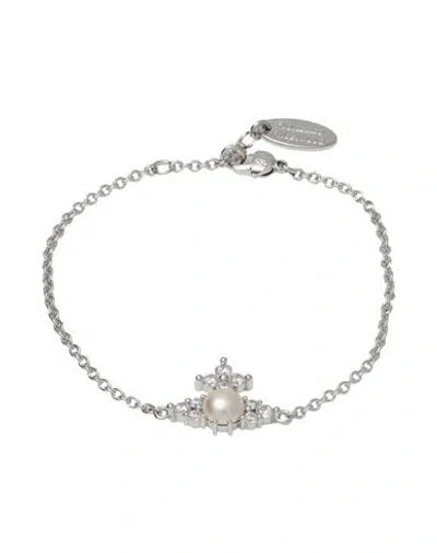 Vivienne Westwood Feodora Bracelet Woman Bracelet Silver Size - Brass, Cubic Zirconia
