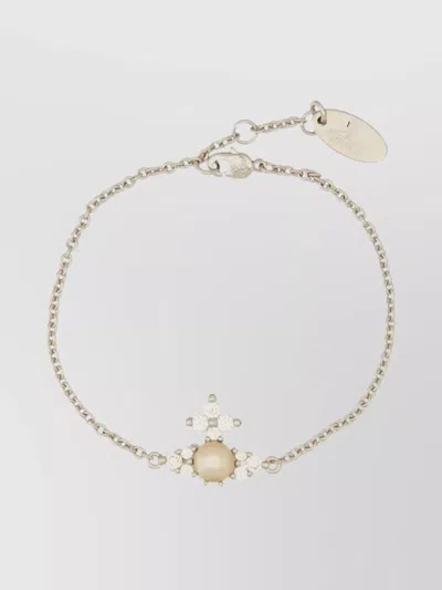 Vivienne Westwood "feodora" Chain Bracelet With Pearl And Crystal
