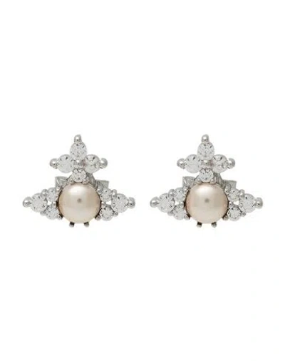 Vivienne Westwood Feodora Earrings Woman Earrings Silver Size - Recycled Brass, Cubic Zirconia, Glas