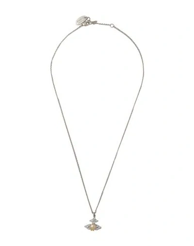 Vivienne Westwood Feodora Pendant Woman Necklace Silver Size - Recycled Brass, Cubic Zirconia, Glass