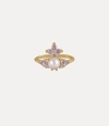 Vivienne Westwood Feodora Ring Gold / Light Purple Silver / Pearl / Cubic Zirconia Unisex In Gold / Light Purple