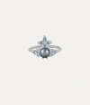 Vivienne Westwood Feodora Ring Platinum / Blue Silver / Pearl / Cubic Zirconia Unisex In Platinum / Blue