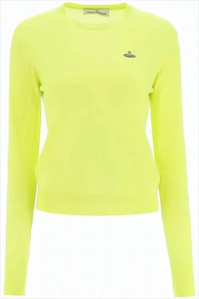 Vivienne Westwood Fine-knit Wool-silk Blend Sweater In Yellow