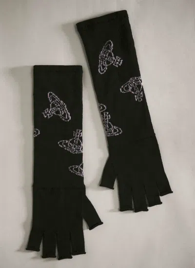 Vivienne Westwood Fingerless Orb Gloves In Black