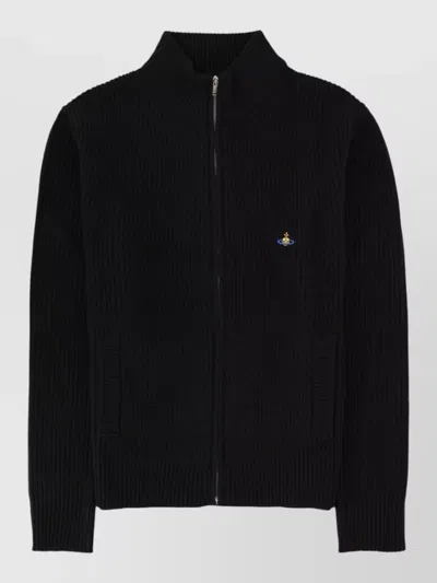 Vivienne Westwood Fisherman High Collar Ribbed Knit Sweater In Black