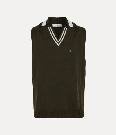 Vivienne Westwood Fisherman Vest Wool Khaki-melange Xxl Men In Brown