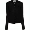 Vivienne Westwood Fitted Black Cardigan With Silk-wool Blend In Black