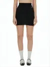 Vivienne Westwood Fitted Black Mini Skirt With Subtle Flare In Blue