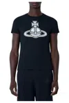Vivienne Westwood Fitted Black T-shirt With Round Neckline And Short Sleeves In Blue