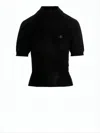 Vivienne Westwood Fitted Black Turtleneck Top In Wool-silk Blend In Black