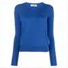 Vivienne Westwood Fitted Cashmere Blend Sweater With Classic Crew Neckline In Blue
