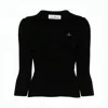 Vivienne Westwood Fitted Deep V-neck Sweater With Ribbed Texture In Black