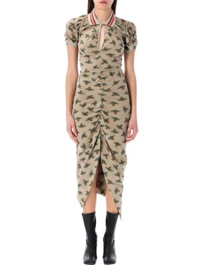 Vivienne Westwood Beige Pulling Midi Dress In Sand Overdyed