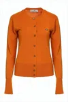 Vivienne Westwood Fitted Orange Wool Cardigan With Round Neckline In Orange