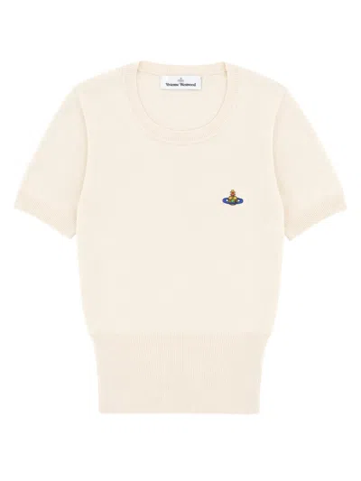 Vivienne Westwood Fitted Ribbed Knit Top With Embroidered Logo In Multi