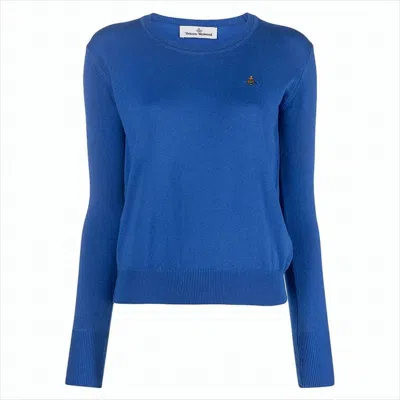 Vivienne Westwood Fitted Round Neck Knit Top In Blue