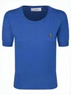 Vivienne Westwood Fitted Short-sleeved Top With Embroidered Emblem In Blue