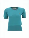 Vivienne Westwood Fitted Short-sleeved Top With Ribbed Details In Blue