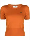 Vivienne Westwood Fitted Short-sleeved Wool Sweater With Embroidered Emblem In Pattern